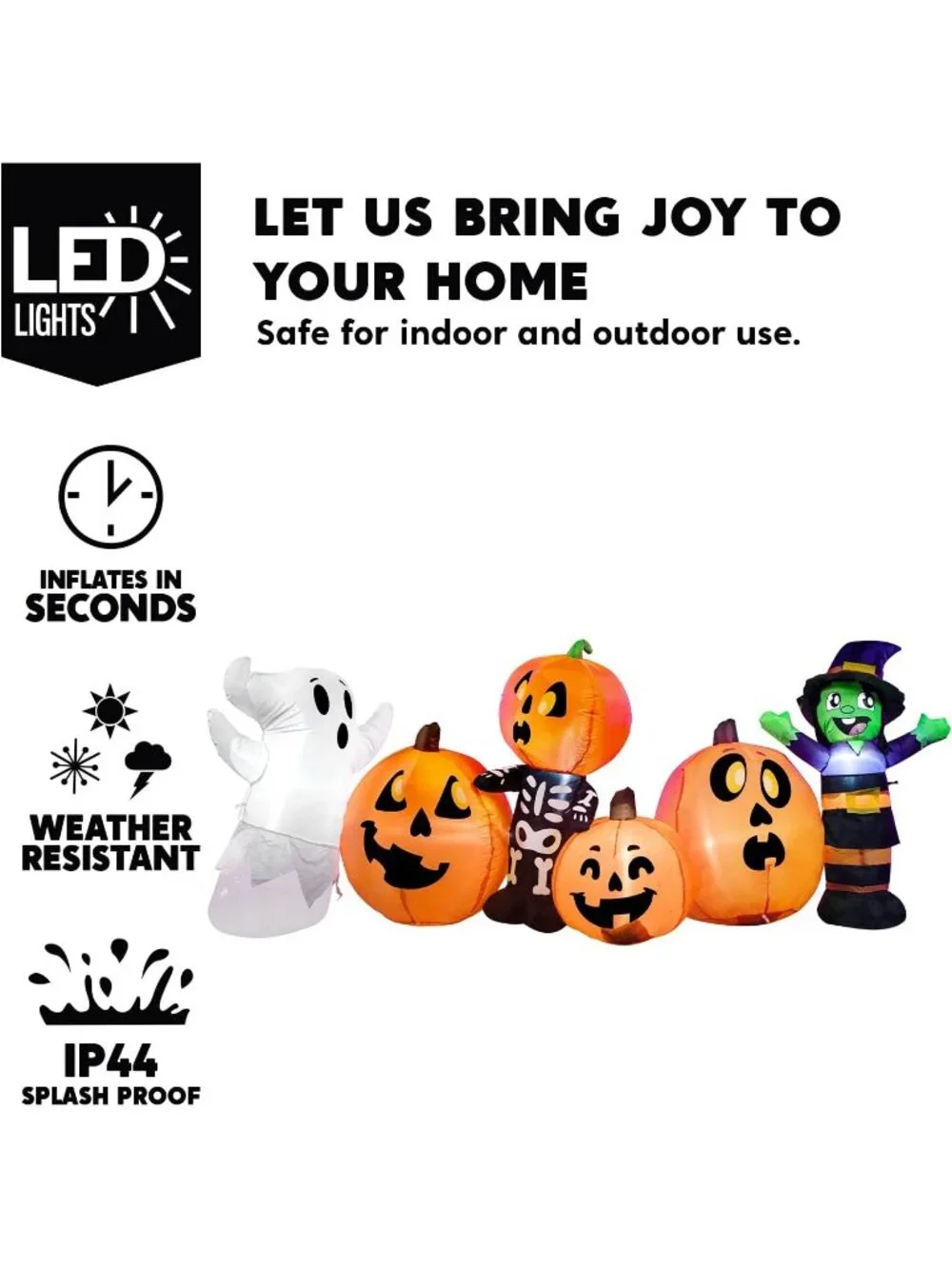 🎃8 ft Long Outdoor Halloween Pumpkin Ghost Skeleton Yard Decorations with LEDs